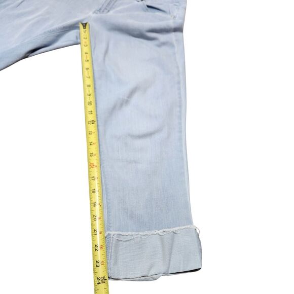 J.Jill Denim Authentic Fit Cropped Jeans Light Blue Cuffed Frayed Hem Stretch 10 - Picture 7 of 12